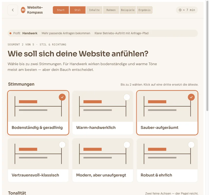 Stil & Richtung — Stimmungen statt Fachbegriffe